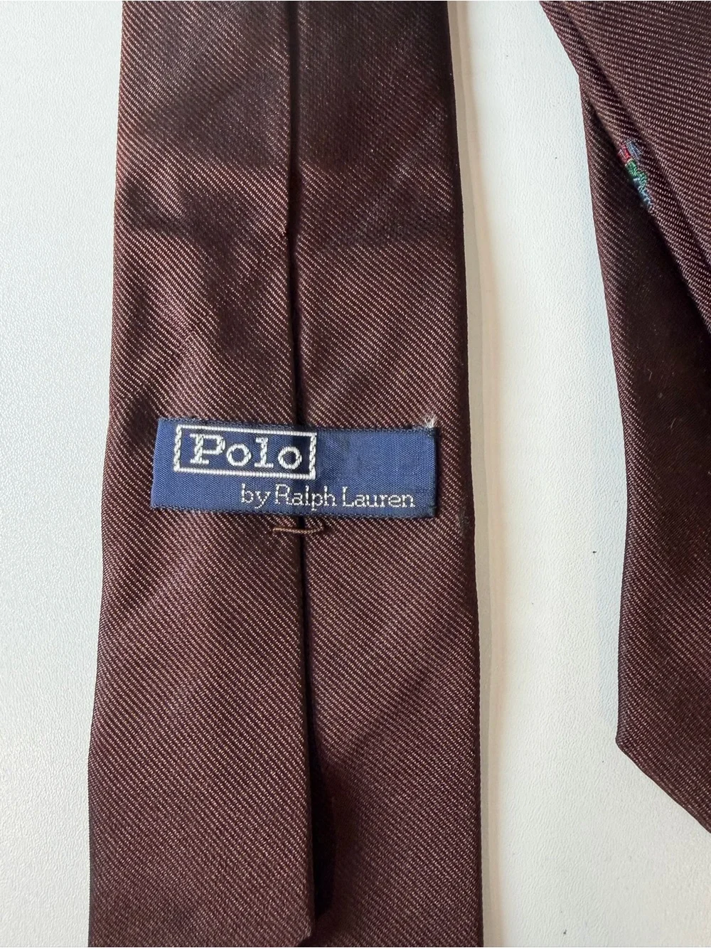 Polo Ralph Lauren Brown Silk Tie Embroidered  Hunting Pheasant Pattern Preppy